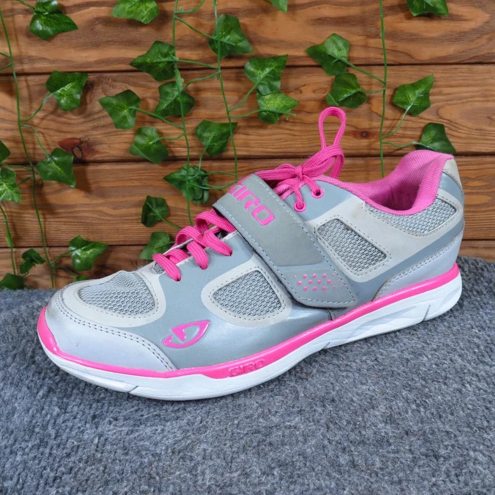 Giro Whynd Women Cycling Shoe Size 9 Indoor Spin Road Bike Gray Pink Synthetic